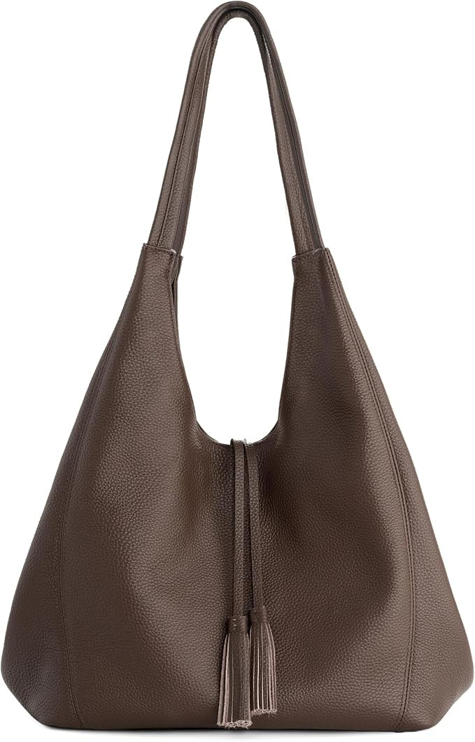 befen Soft Genuine Leather Slouchy Tote Bag for Women Casual Work Hobo Bags Shoulder Handbag Trav... | Amazon (US)