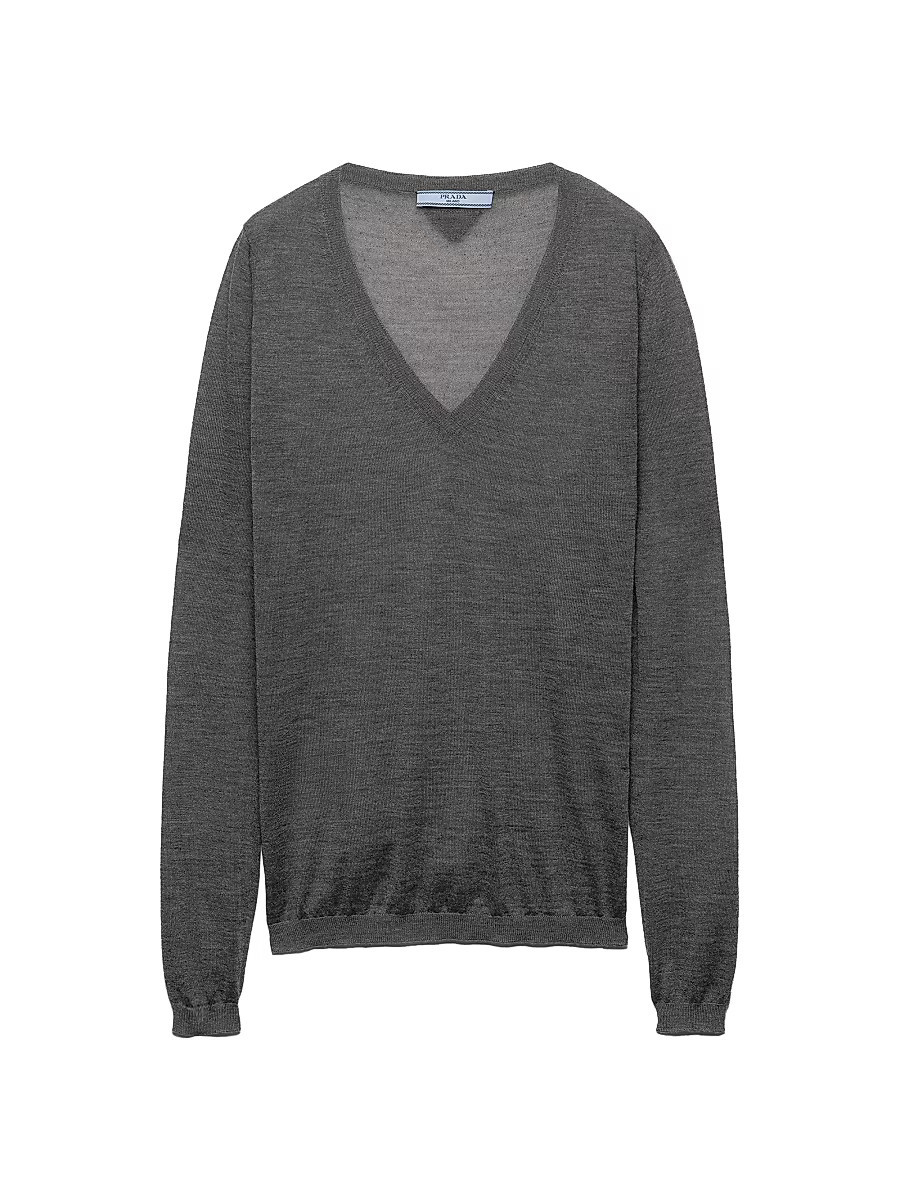 Women's Cashmere and Silk V-Neck Sweater - Grey - Size 4 | Saks Fifth Avenue