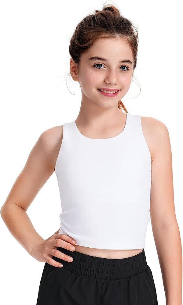 JOCMIC Girls Tank Tops Athletic Tanks with Built-in Bra Double-Lined Racerback Workout Crop Tops ... | Amazon (US)