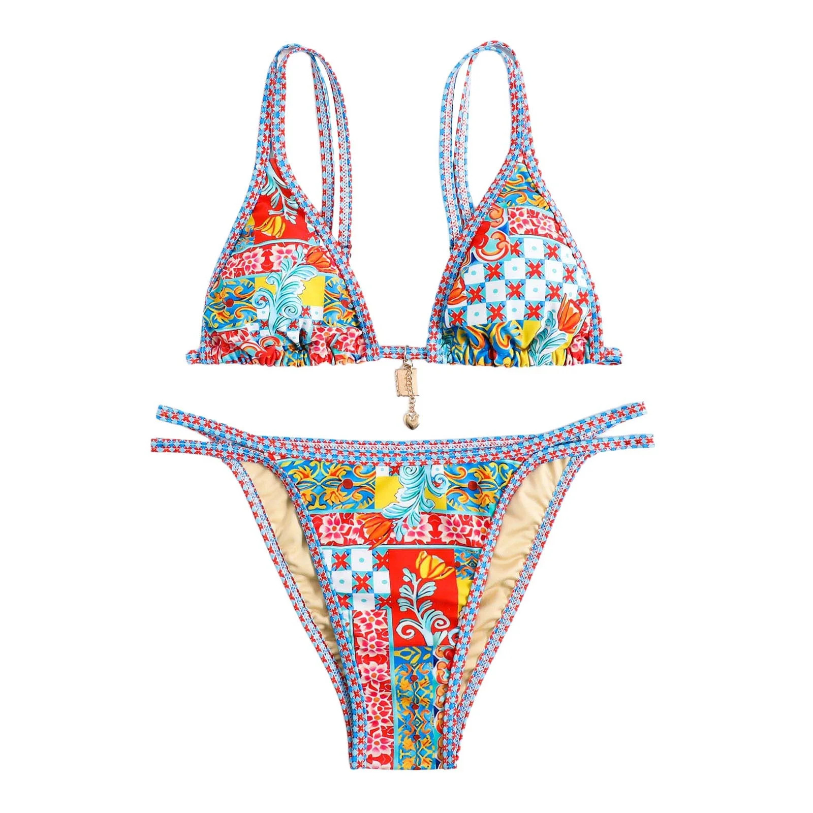Bikini Sets For Women Gradient Swimming Two Piece String Lace Up Beach Suit Bohemian National Sty... | Walmart (US)