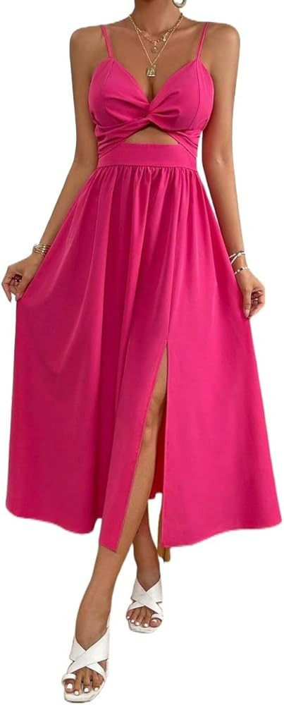Dresses for Women, Twist Front Cut Out Split Thigh Cami Dress, Women's Casual Dresses | Amazon (US)