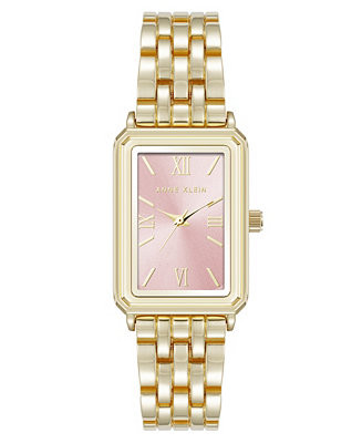 Women's Quartz Rectangular Estate Gold-Tone Metal Alloy and Pink Dial Watch, 25mm | Macy's