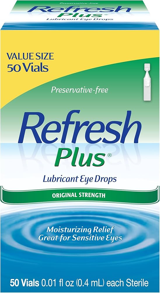 Refresh Plus Lubricant Eye Drops, Preservative-Free, 0.01 Fl Oz Single-Use Containers, 50 Count, ... | Amazon (US)