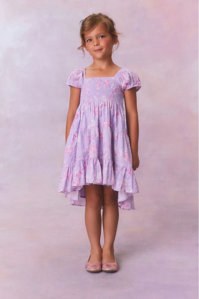 Girls Muriella Fragrance Print Flutter Sleeve Dress | LoveShackFancy