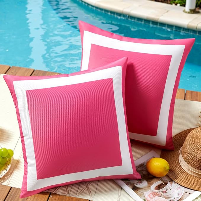 Amazon.com: JOJOGOGO 18x18 Hot Pink Outdoor Throw Pillow Covers Waterproof & Sunproof Set of 2, W... | Amazon (US)