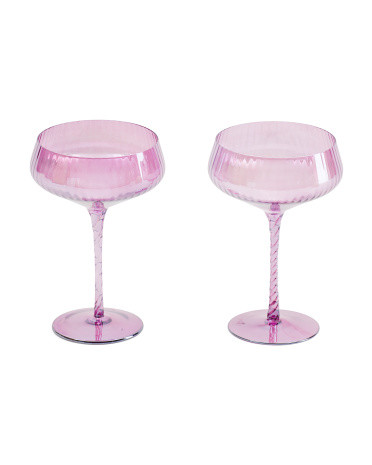 Set Of 2 Luster Small Twist Stem Coupe Glasses | TJ Maxx