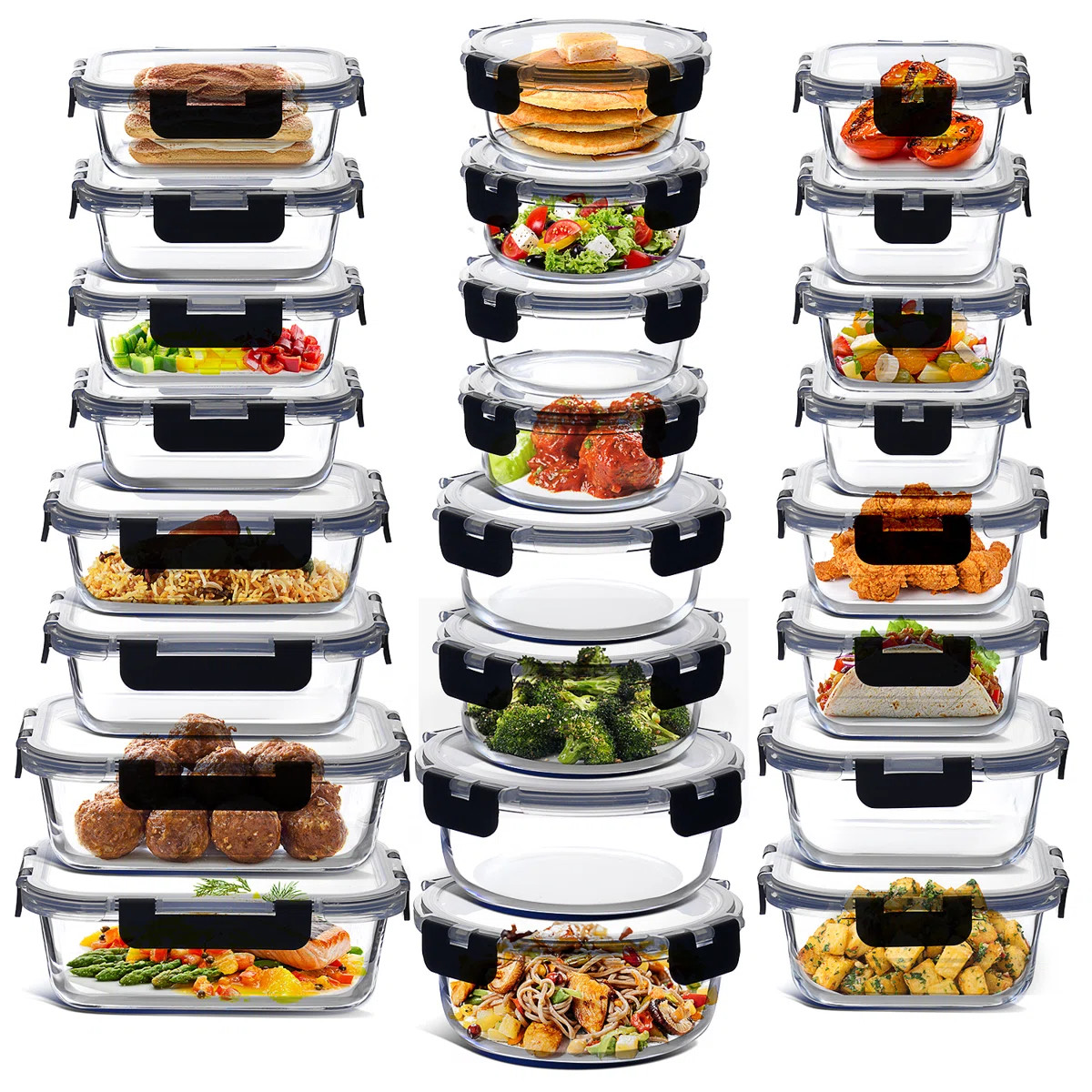 48 piece Glass Storage Containers with Lids, Food Storage Containers with Airtight Lids 24 contai... | Wayfair North America