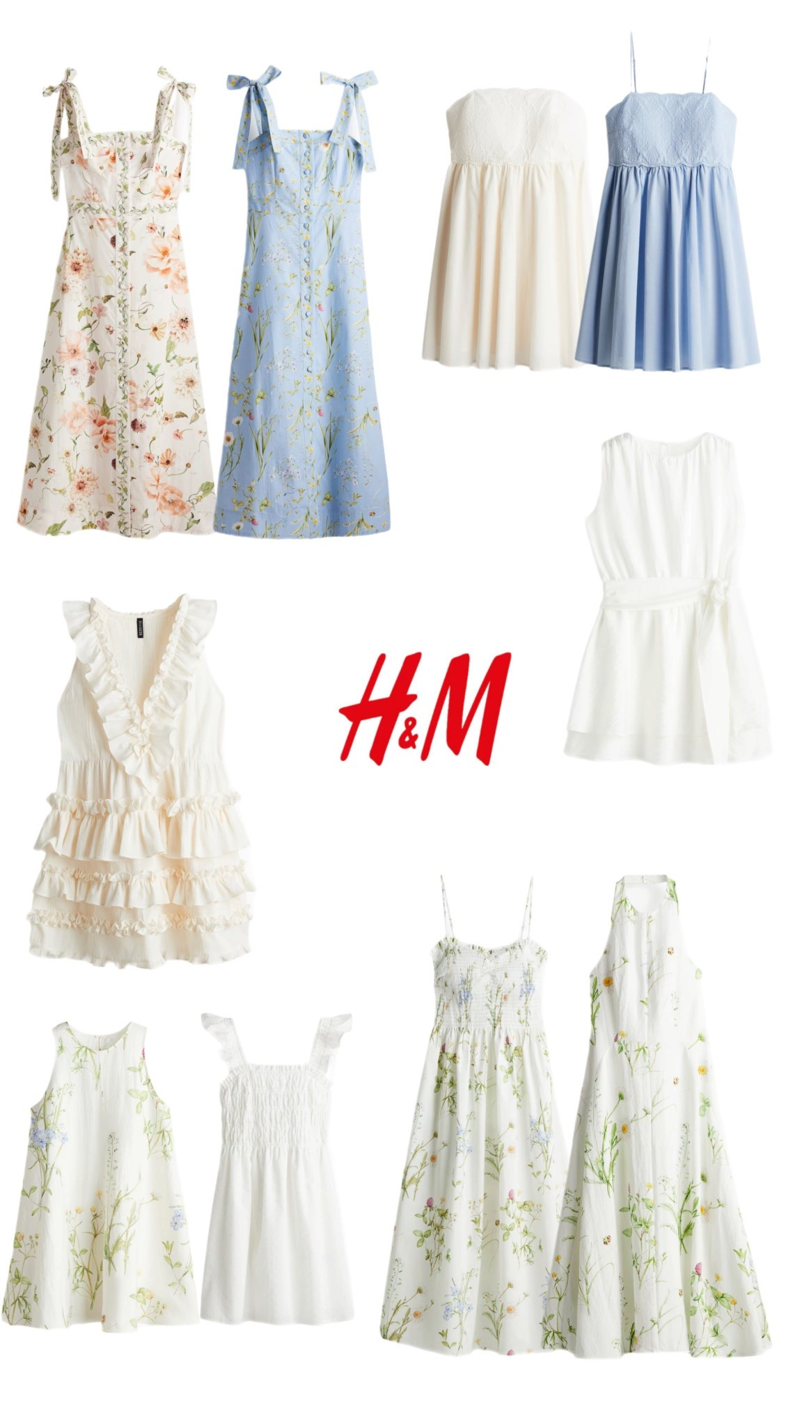 H&M summer dresses 👗 

Members sale floral party mini maxi midi dress ruffle dress up summer party holiday 