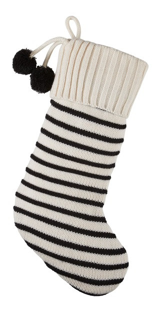 CANVAS Night Before Christmas Collection Striped Stocking, White/Black, 22-in | Canadian Tire