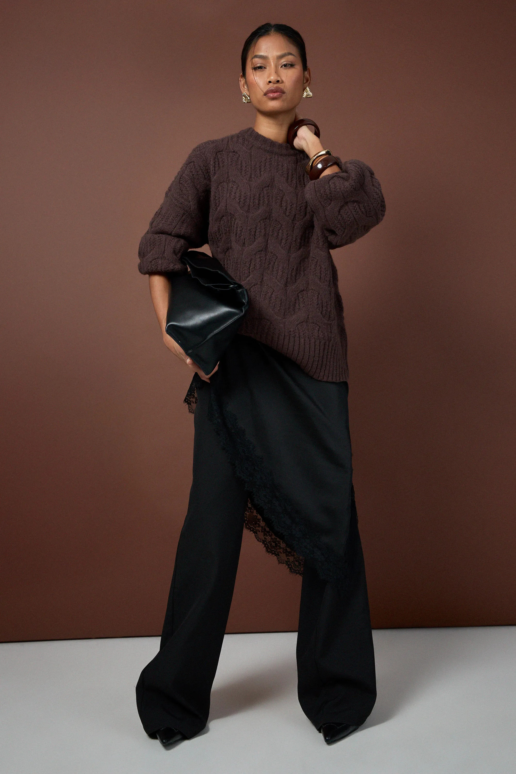 Fluffy Cable Knit Crew Neck Jumper | Boohoo.com (UK & IE)