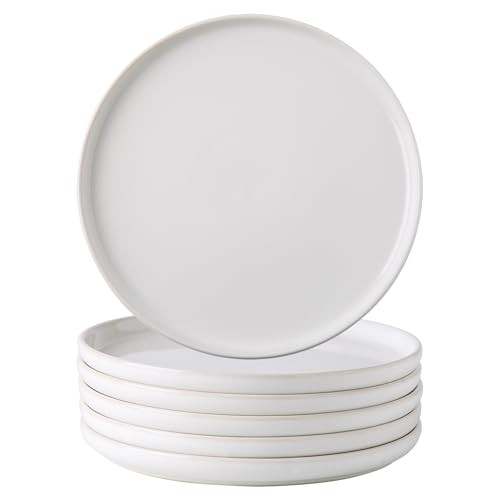 AmorArc Stoneware Plates Set of 6, 10.5 Inch Ceramic Plates Set, Microwave,Dishwasher Safe,Scratch Resistant, Modern Large Dinnerware Dishes Set Kitchen Dinner Plates-Reactive White | Amazon (US)