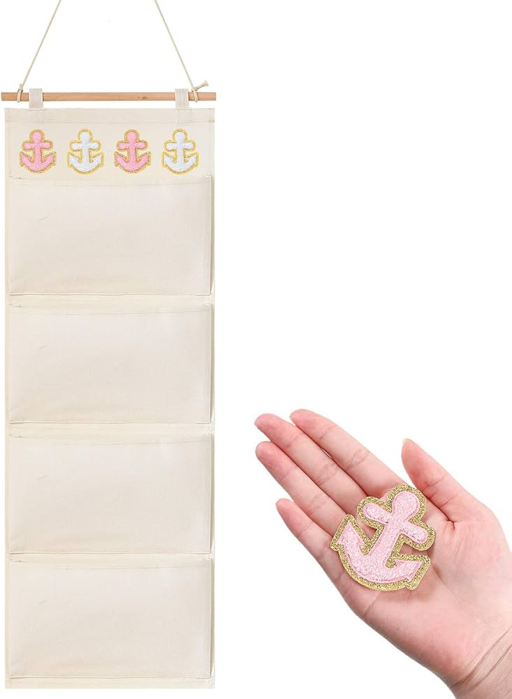 Fish Extender Cruise Gift Hanging Organizer with 4 Pockets and Iron on Anchor Patch Cabin Door St... | Amazon (US)