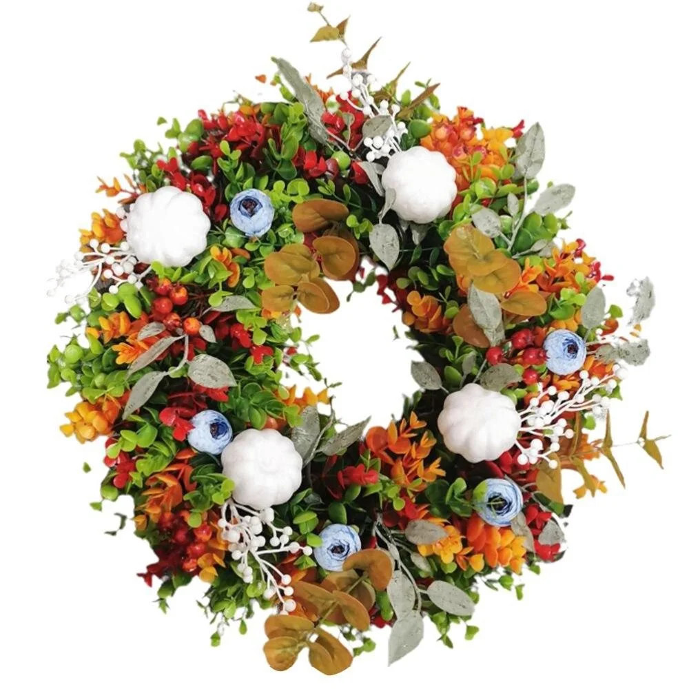 Colorful Pumpkin Wreath Fall Autumn Wreath Thanksgiving Garden Home Decorations - Walmart.com | Walmart (US)
