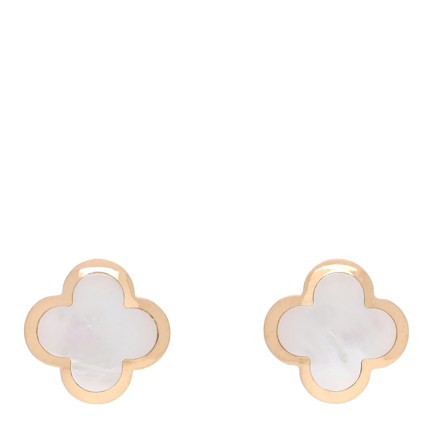 Van Cleef & Arpels 18K Yellow Gold Mother of Pearl Pure Alhambra Earrings | FASHIONPHILE (US)