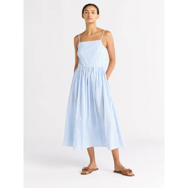 Free Assembly Women's Square Neck Cotton Maxi Dress, Sizes XS-XXL | Walmart (US)