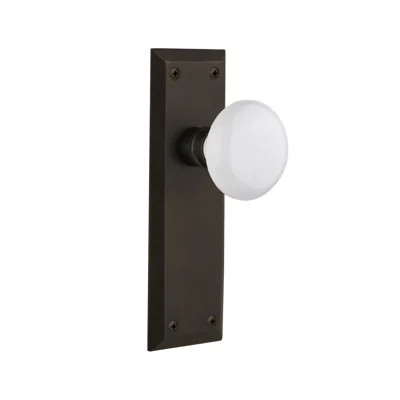 New York Plate with White Porcelain Door Knob | Wayfair North America