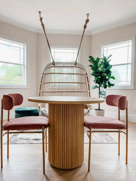 Love how cute my home office space is coming together with cute the swing chair, fluted table and blush chairs. Blush and green is my favorite color combination. 

#LTKhome #LTKfindsunder100