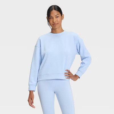 Women's Airy Sleek Ribbed Crewneck Sweatshirt - All In Motion™ | Target