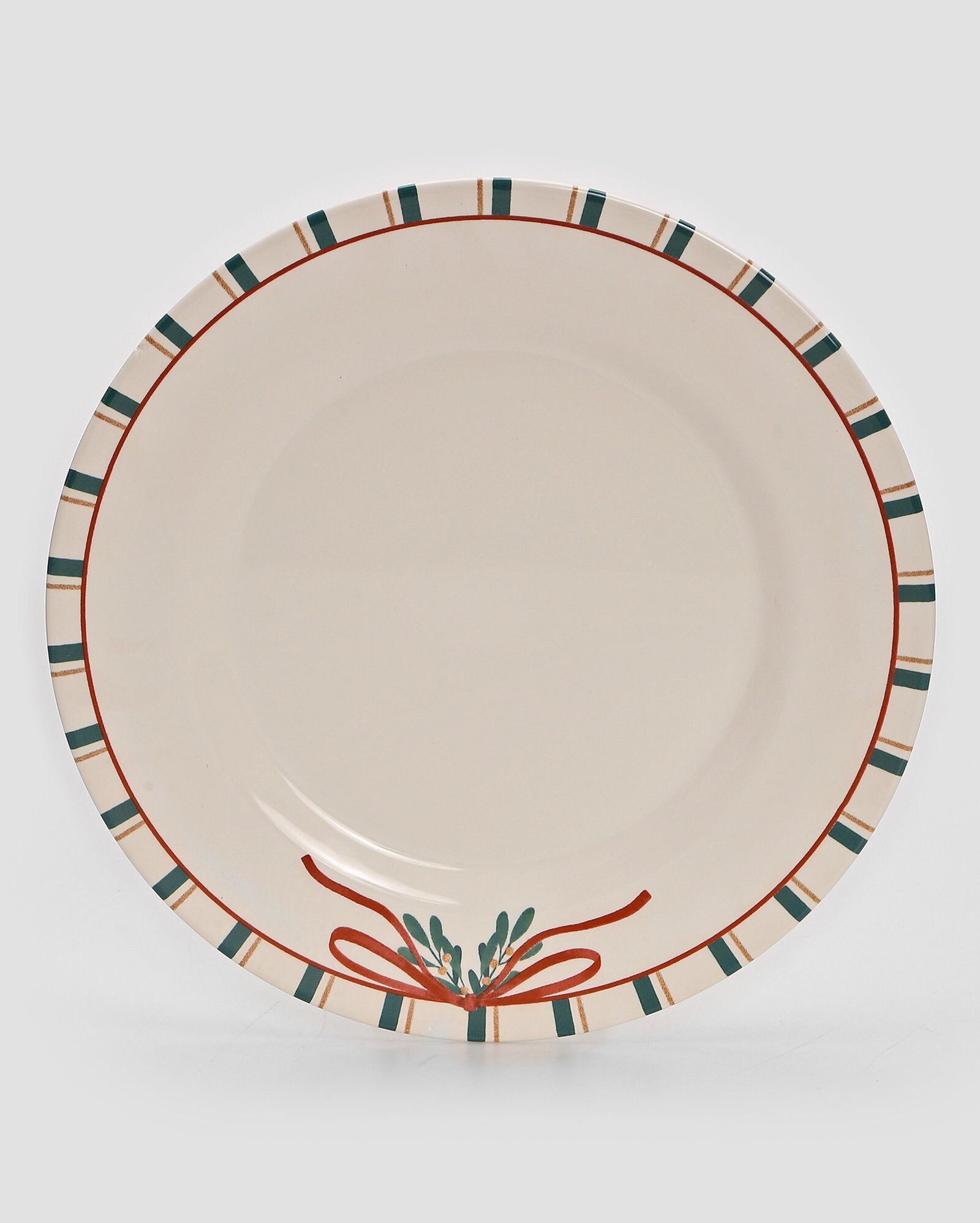 Prato raso cerâmica laço de natal 28,5cm off-white | Casa Riachuelo | Riachuelo (BR)
