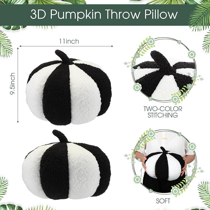 Queekay 2 Pcs Pumpkin Throw Pillow Fall Thanksgiving Pumpkin Pillow 11 x 9.5 Inch 3D Halloween Pu... | Amazon (US)