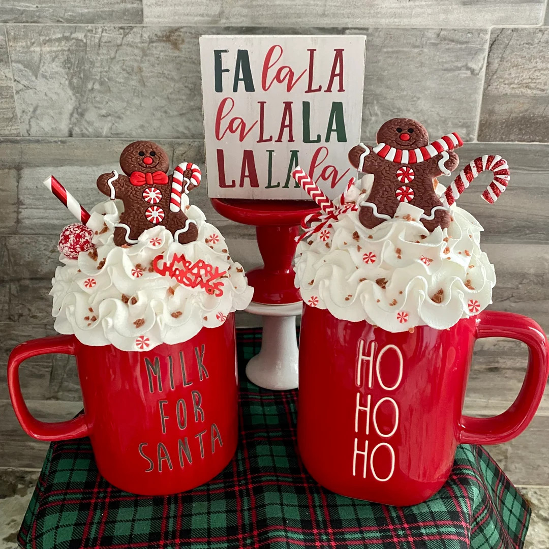 Gingerbread Faux Whip Cream Mug Topper | Candy Cane or Scarf | Fits Rae Dunn/MacKenzies Child/Reg... | Etsy (US)