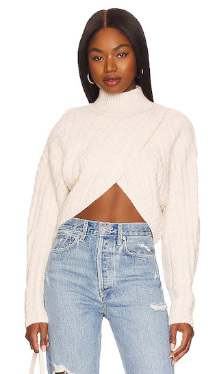 Amelia Cross Front Turtleneck in Cream | Revolve Clothing (Global)