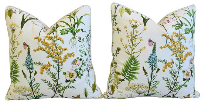Botanical Cotton & Linen Pillows, Pair | One Kings Lane