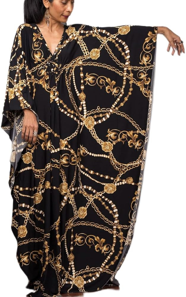 Turkish Silk Caftans - Wrinkle Resistant Ethnic & Floral Print Over-Sized Kaftans for Women - Lou... | Amazon (US)