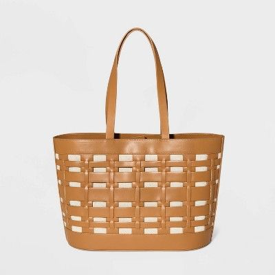 Basket Weave Woven Tote Handbag - A New Day™ Brown | Target