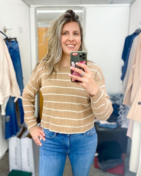 Madewell sweater, cropped sweater, striped sweater, fall style 

#LTKxNSale