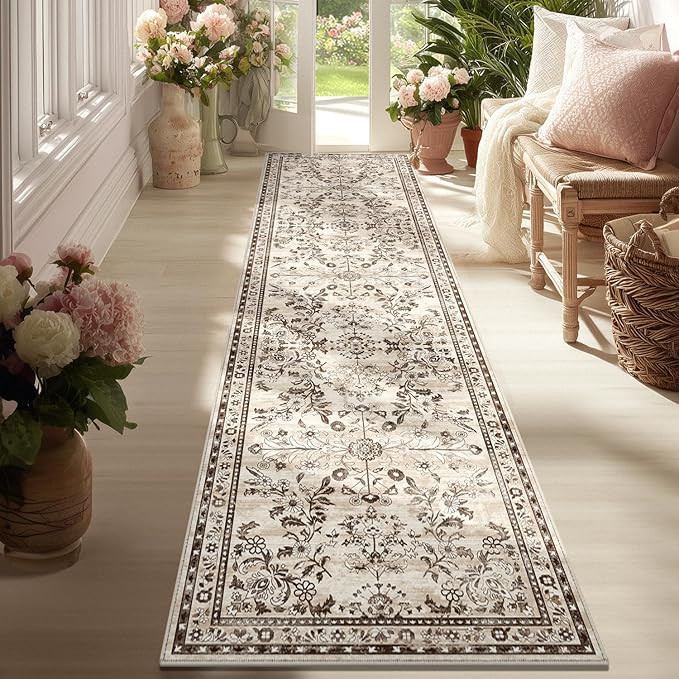 Yamaziot Washable Runner Rug 2x8 – Non Slip Boho Floral Hallway Runner Rug with Rubber Backing,... | Amazon (US)