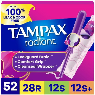 Tampax Radiant Tampons - Regular/Super/Super Plus - Unscented - 52ct | Target