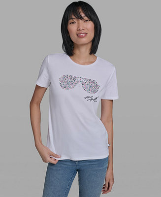 Women's Crew Neck Multi Jeweled Sunglass T-Shirt | Macy's