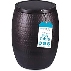 BIRDROCK HOME Iron Storage Side Table - 20-Inch Rustic Hammered End Table with Removable Lid - Ci... | Amazon (US)