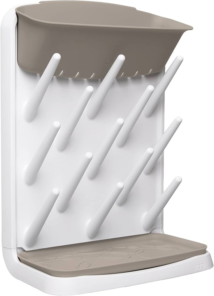 Ubbi Vertical Baby Bottle Drying Rack, Space Saving Countertop Drying Rack Baby Accessory, Taupe | Amazon (US)