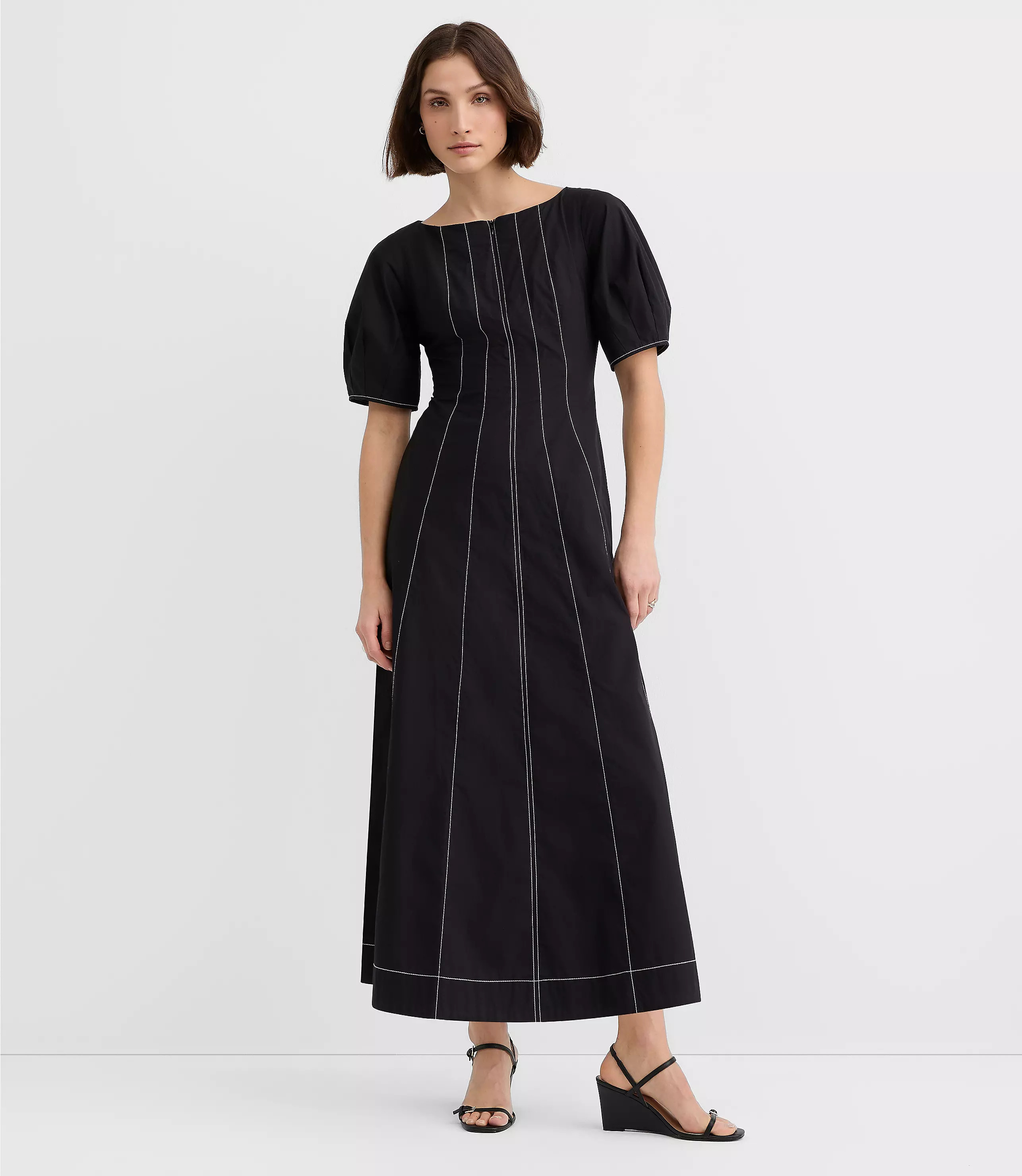 Poplin Seamed Midi Pocket Dress | LOFT