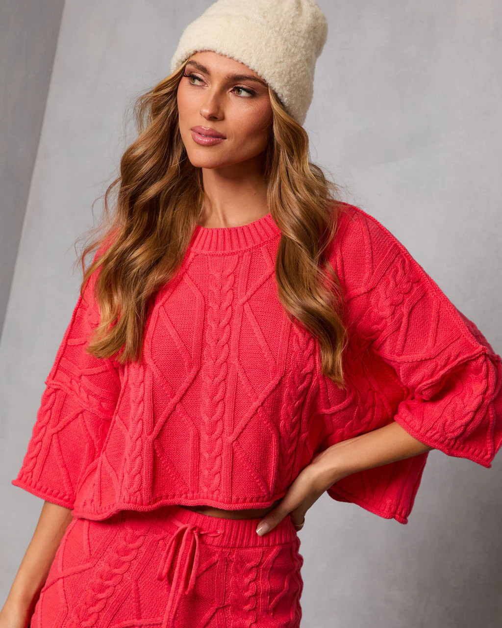 Noon Nap Crop Cable Knit Sweater | VICI