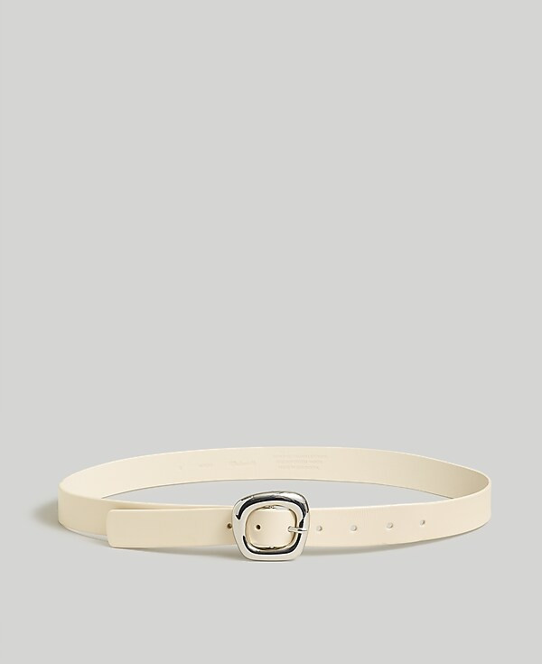Puffed-Buckle Leather Belt | Madewell