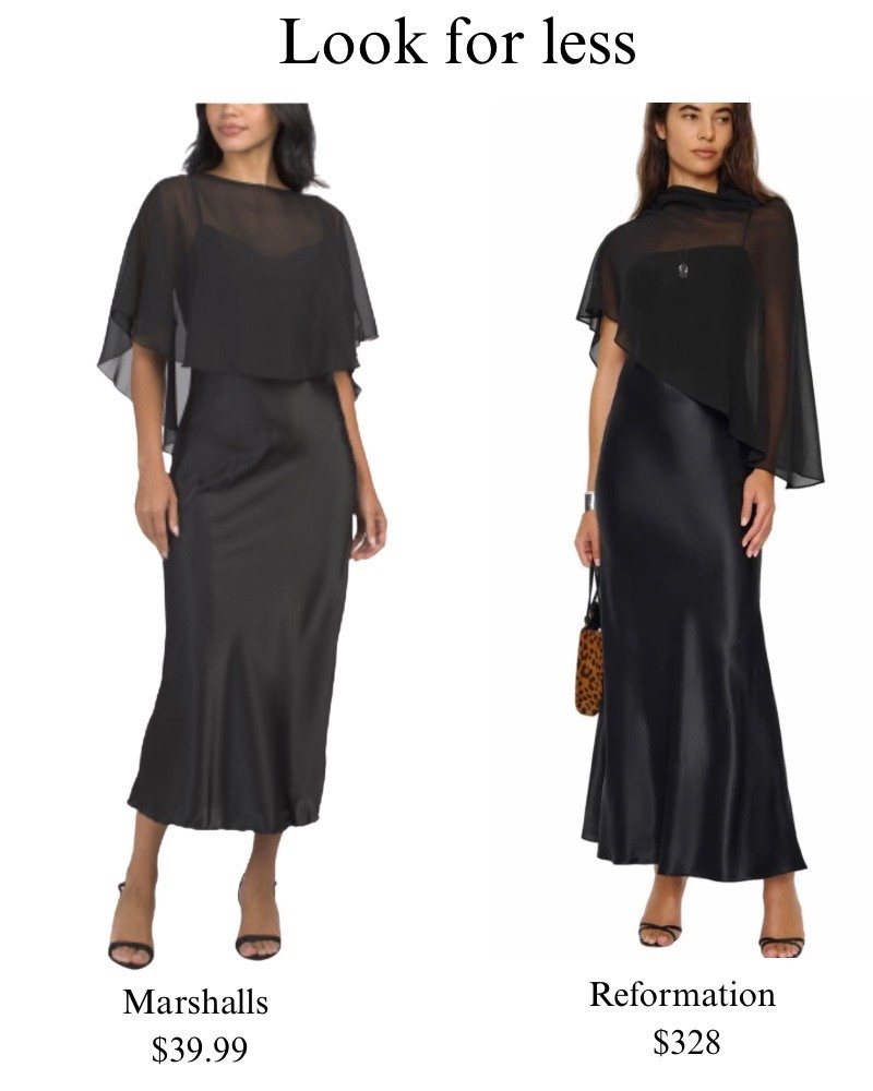 Reformation look for less. Black silk dress with sheer cape, summer, wedding, dressy.

#LTKootd #LTKSaleAlert #LTKWedding