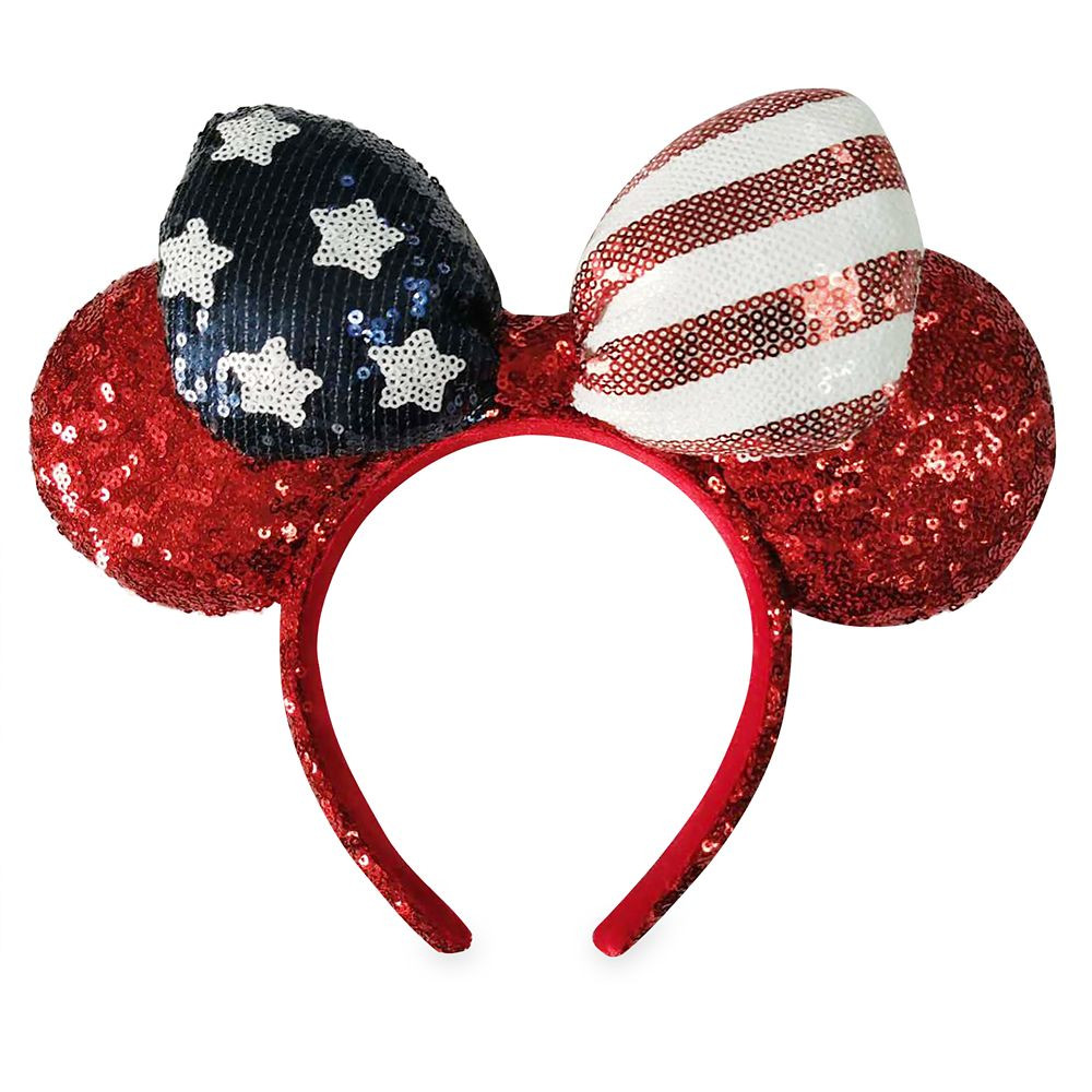 Minnie Mouse Americana Sequined Ear Headband with Bow | Disney Store
