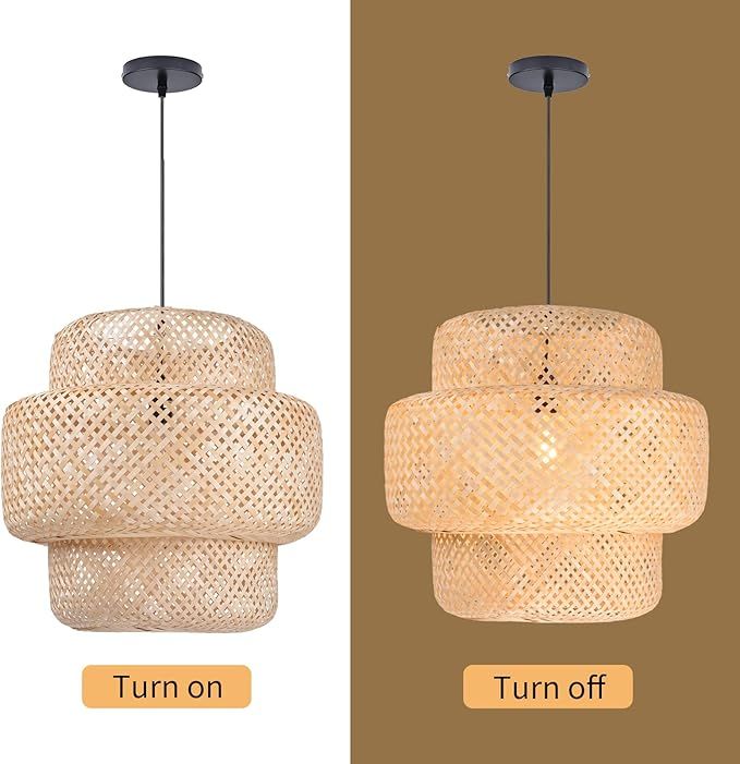 Arturesthome Bamboo Pendant Light for Kitchen Island,Home Decor Lampshade Chandeliers,Rattan Hand... | Amazon (US)