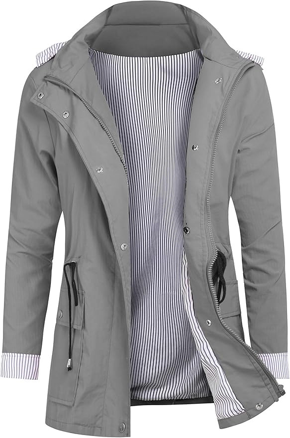 RAGEMALL Women's Raincoats Windbreaker Rain Jacket Waterproof Lightweight Outdoor Hooded Trench C... | Amazon (US)