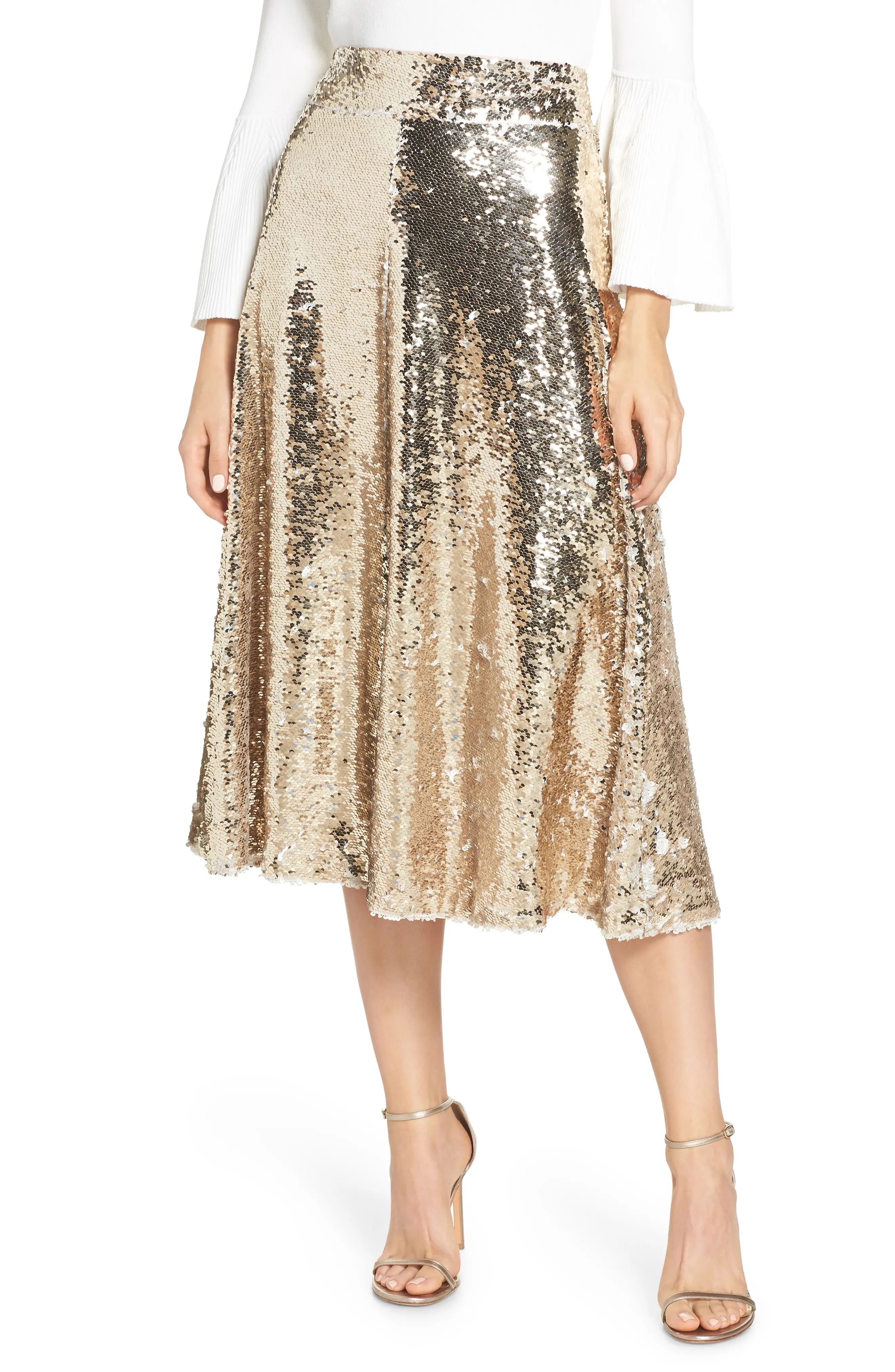 Eliza J Sequin Embellished A-Line Skirt | Nordstrom