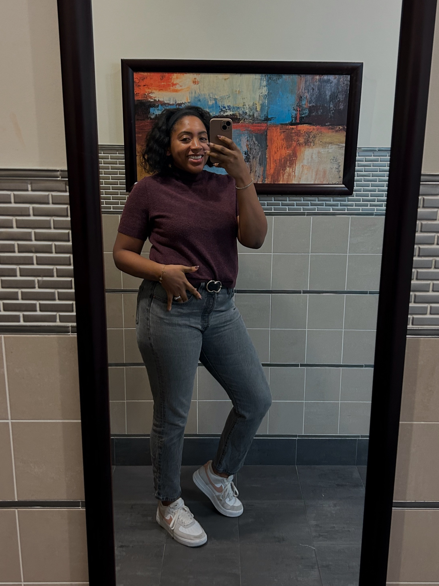 Casual thanksgiving dinner outfit. Love a good high waisted gray wash Jean. Paired with a wine colored turtle neck. Also have the shirt in a long sleeve version! Details linked here!

#LTKHoliday #LTKFindsUnder50 #LTKWorkwear