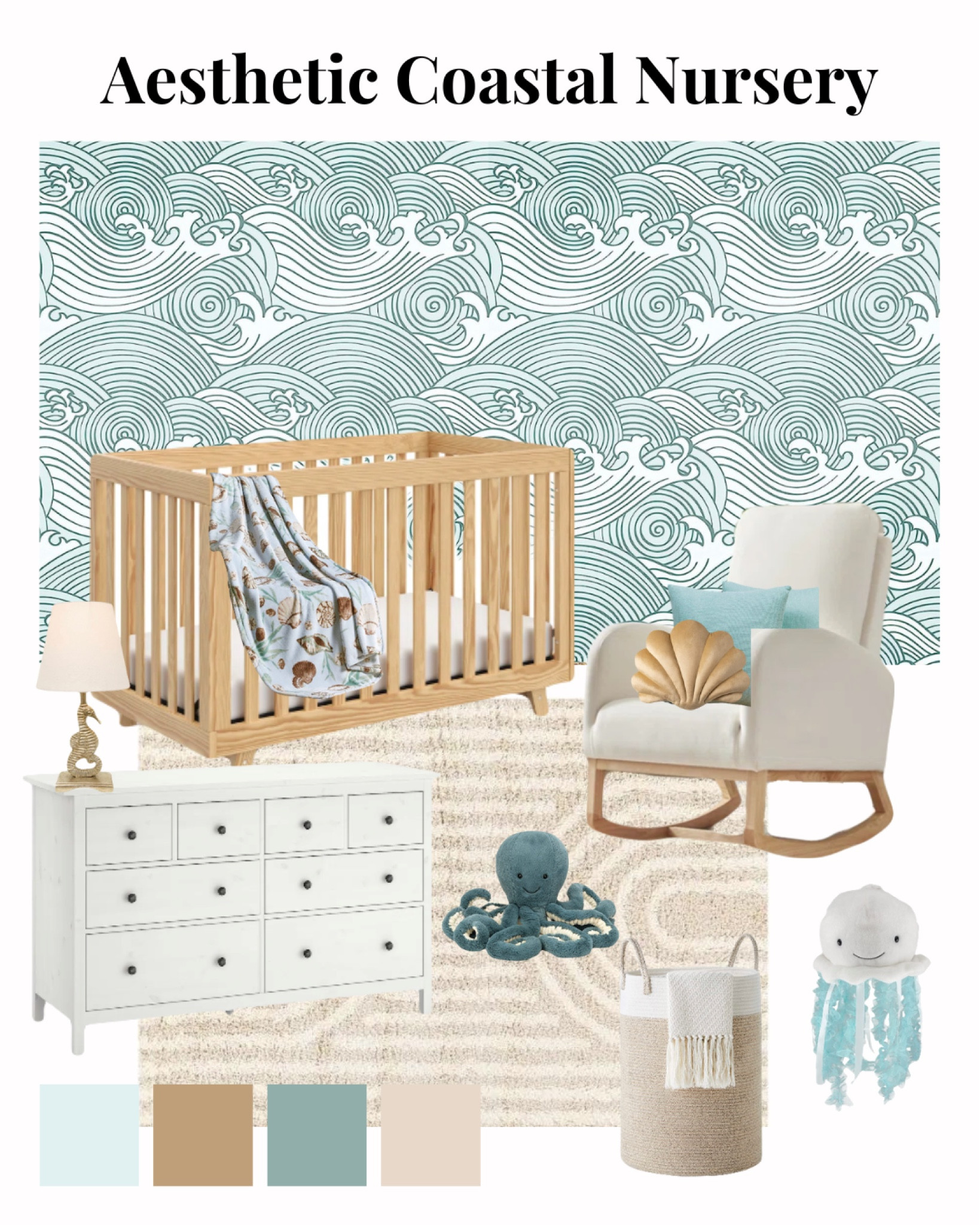 Aesthetic Coastal Nursery #nurseryideas #nurserytheme #coastalnursery