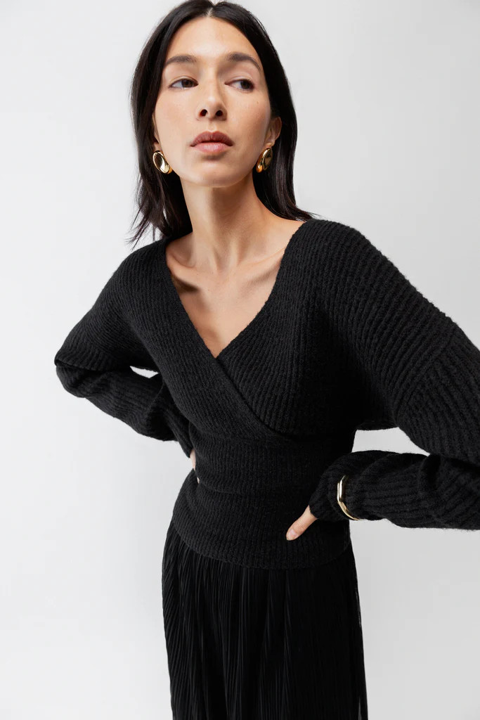 V-NECK WRAP SWEATER | OAK + FORT
