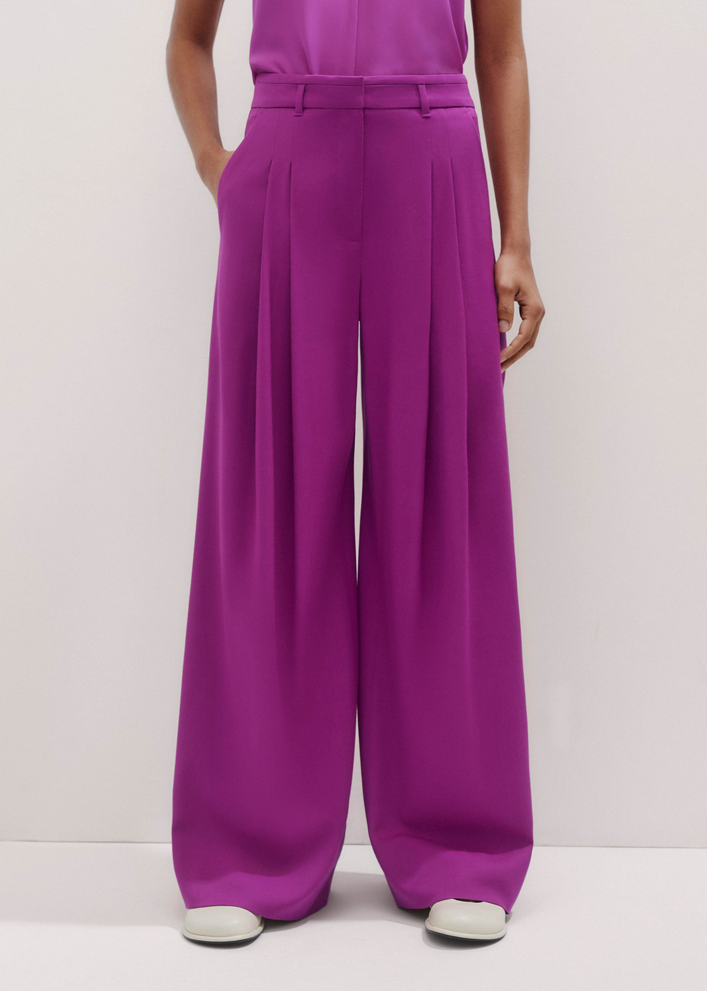 Women's Purple Pleat Front Trouser | ME+EM | ME+EM US