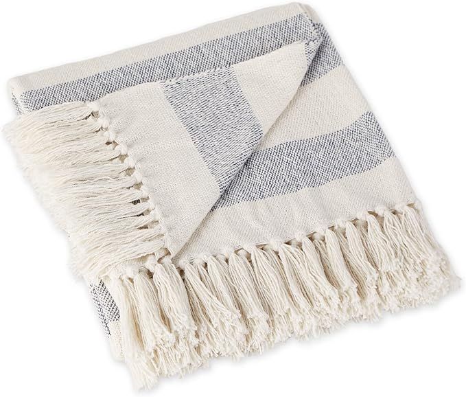 DII Rustic Farmhouse Cotton Cabana Striped Blanket Throw with Fringe, 50 x 60 - Cabana Striped Fr... | Amazon (US)