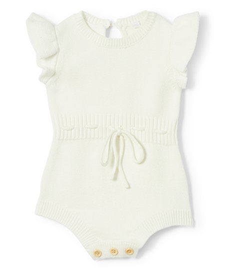 White Knit Angel-Sleeve Bodysuit - Newborn & Infant | Zulily