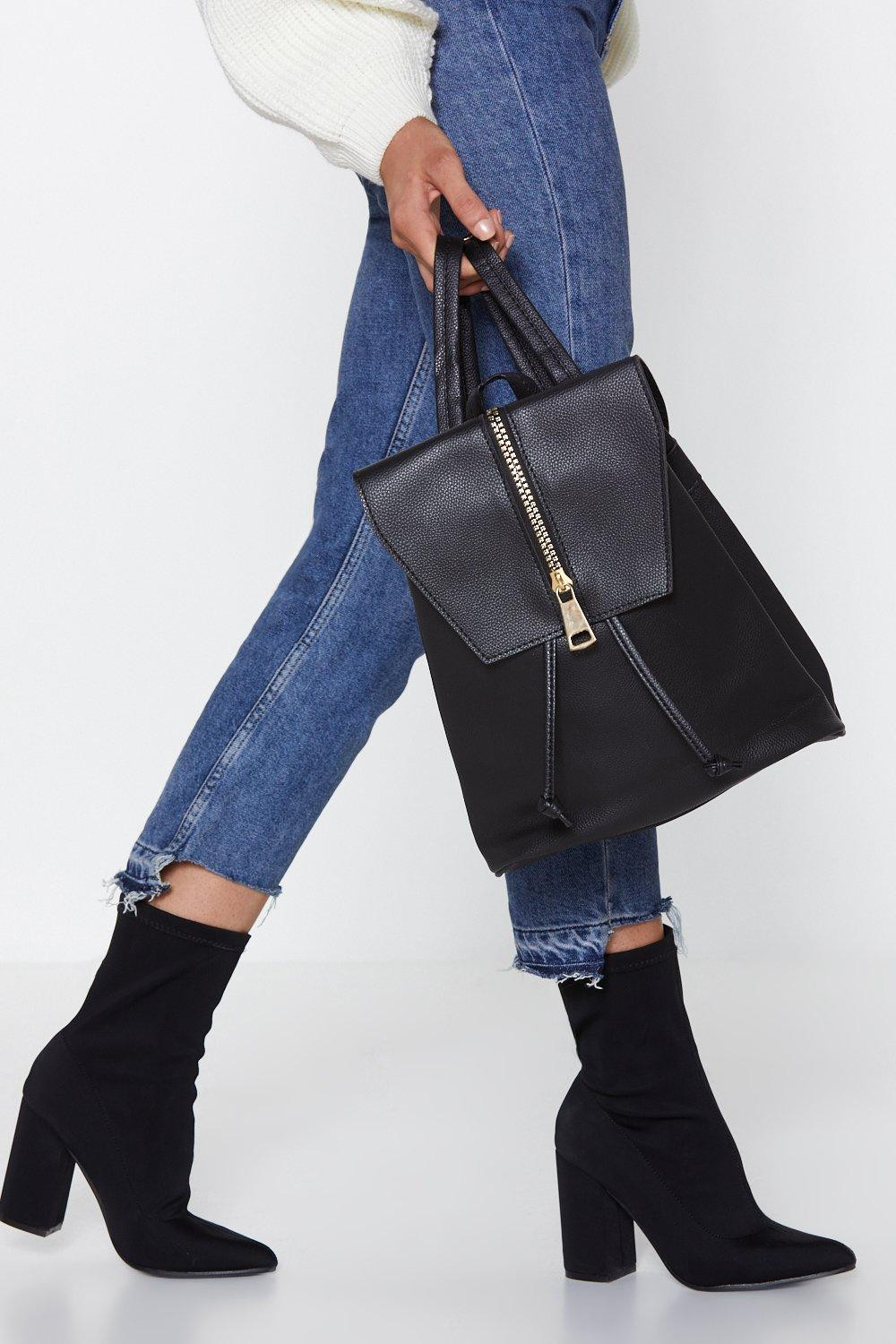 WANT Faux Leather Zip Backpack | Nasty Gal (US)